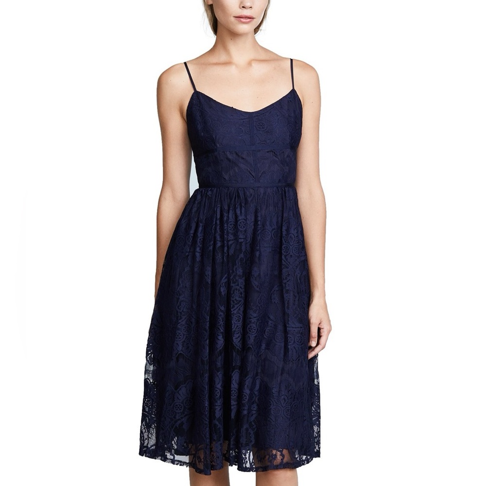 BB Dakota | Galena Lace Midi Dress Navy - Size 2